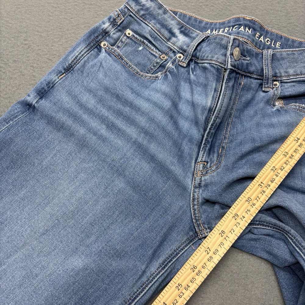 American Eagle Low Rise Baggy Jeans Wide Leg Womens 8 Short Blue Stretch Y2K - Picture 8 of 16